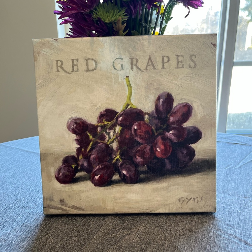 Darren Gygi 9x9 in Red Grapes Canvas Art